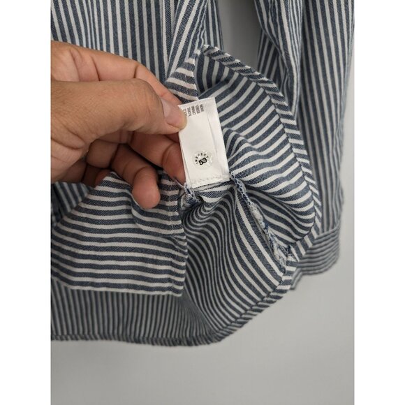 Old Navy Striped Button Up Shirt Women Size L Nautical Coastal Normcore Office - Picture 8 of 8